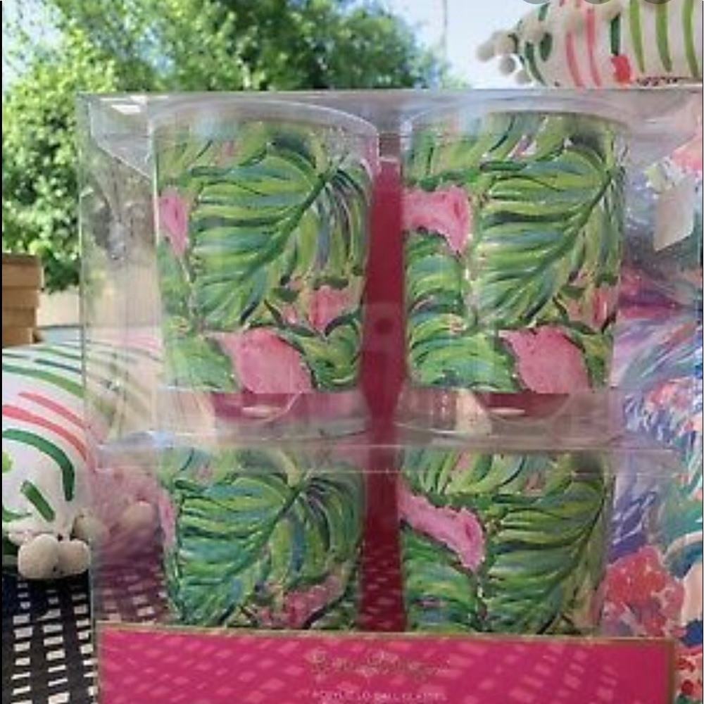 Painted Palms Lilly Pulitzer Low Ball Glasses X2